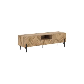 1.6m TV Cabinet - MFC - L40 x W160 x H47 cm - Oak/Black