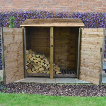 Hambleton 6ft Log Store with Doors - L80 x W180 x H181 cm - Rustic Brown