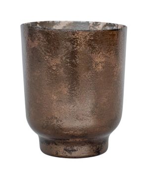 Metallic Bronze Glass Tealight Holder - Glass - L15.5 x W15.5 x H19 cm - Bronze