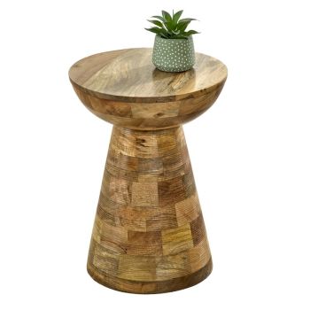Surrey Round Side Table Mushroom Style - Mango Wood - L36 x W36 x H46 cm