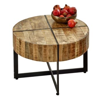 Surrey Coffee Table with Solid Mango Wood Top & Metal Legs - - L70 x W70 x H45 cm
