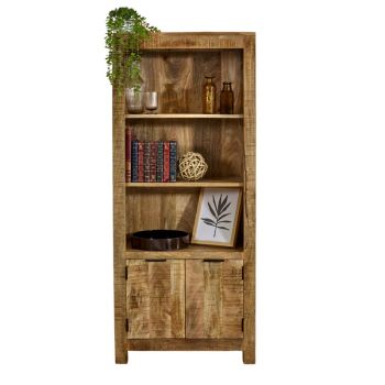 Surrey Bookcase with Doors - Solid Mango Wood - L40 x W70 x H165 cm