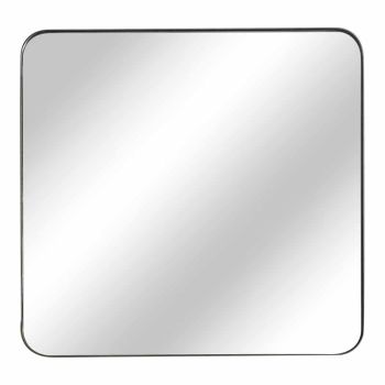 Rounded Edge Framed Mirror - Glass/Iron - L50 x W2 x H50 cm - Black