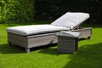 Amalfi Lounger with Side Table - Dark Grey - Weave Rattan - Outdoor Garden Furniture 