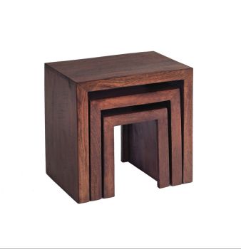 Toko Dark Mango Nest of 3 Tables - Solid Mango Wood - L30 x W46 x H46 cm