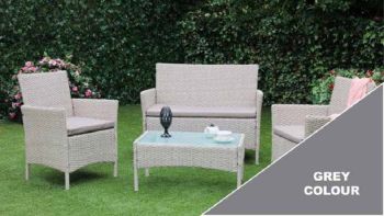 California Coffee Set - Grey - Weave Rattan - Outdoor Garden Furniture - Table & Chairs