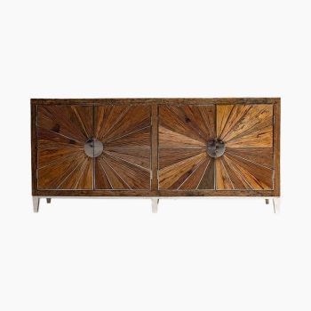 Mode Rustic Four Doors Sideboard - Reclaimed Wood/Stainless Steel - L200 x W49 x H93 cm - Natural