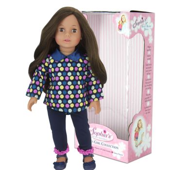 Sophia's 18" Doll Doll Brunette with Polka Dots Top, Legging, Underwear, Shoes - Blush - 15 x 10 x 46 cm