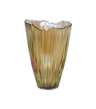 Mocha Rippled Vase - Glass - L14.5 x W14.5 x H25 cm - Mocha