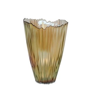 Mocha Rippled Vase - Glass - L20.5 x W20.5 x H30 cm - Mocha