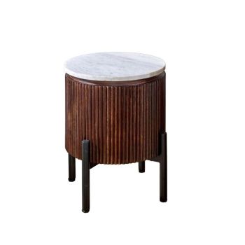 Opal Side Table with Marble Top & Metal Legs - - L35 x W35 x H45 cm