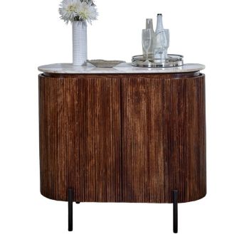 Opal Sideboard/Drinks Cabinet with Marble Top & Metal Legs - L40 x W100 x H90 cm