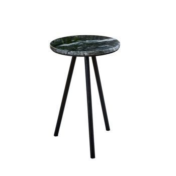 Opal Side Table with Black Marble Top & Metal Legs - - L30 x W30 x H45 cm