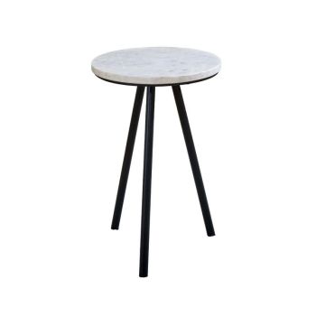 Opal Side Table with White Marble Top & Metal Legs - - L30 x W30 x H45 cm