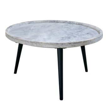 Opal Coffee Table with Marble Top And Metal Legs - - L70 x W70 x H36 cm