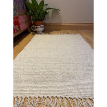Hush Hand Loomed Soft Rug in Muted Colours - Cotton - L150 x W240 cm - Natural