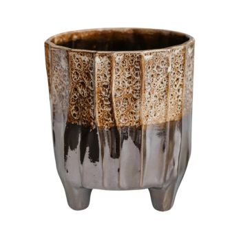 Neve Dark 3 Leg Planter - Earthenware - L17 x W17 x H19 cm - Brown