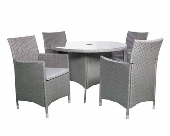 Nevada 4 Seater KD Round Dining Set - Synthetic Rattan - H90 x W64 x L61 cm - Grey