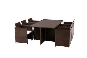 Nevada 6 Seater Cube Set - Steel/Synthetic Rattan - H75 x W114 x L170 cm - Brown