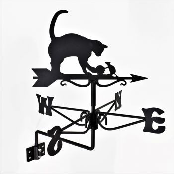 Mini Cat & Mouse Weathervane - Steel - L38 x W38 x H53 cm - Black