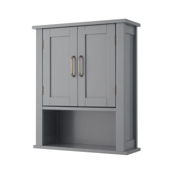  Mercer Mid Century Modern Removable Wooden Wall Cabinet - Grey - 18 x 61 x 61 cm
