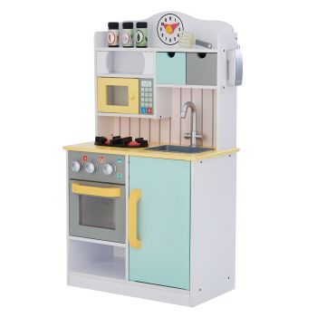 Little Chef Florence Classic Play Kitchen - White / Green & Yellow - 55 x 30 x 90 cm