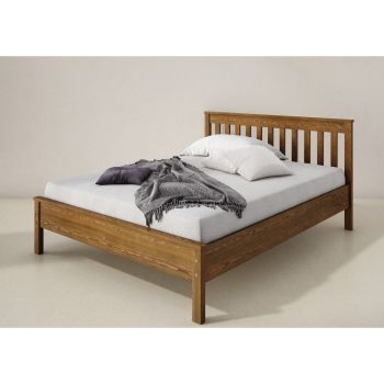 Double Size Bed Frame - Wood - L198 x W146 x H96 cm - Oak