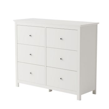3 Over 3 Wide Chest of Drawer - MDF - L40 x W110 x H89.8 cm - White - Flat Packed