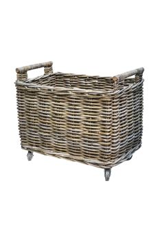 Log Cart - Natural Rattan - L39 x W58 x H49 cm - Brown