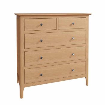 2 Over 3 Chest of Drawers - Plywood/Pine/MDF - L95 x W42 x H95 cm - Light Oak 