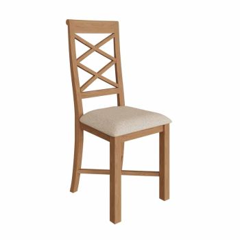 Double Cross Back Chair with Fabric Seat - Plywood/Pine/MDF - L41 x W51 x H100 cm - Light Oak 