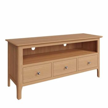 Large TV Cabinet - Plywood/Pine/MDF - L120 x W40 x H55 cm - Light Oak 