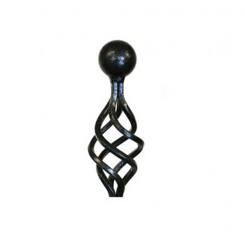 Ball and Cage Top - Decorative Top for Garden Plant Support - Solid Steel - Black