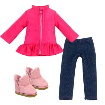 Sophia's 14.5" Doll Hot Pink Puffy Coat Blue Jeggings & Pink Suede Boots - Hot Pink/Indigo Blue - 10 x 18 x 46 cm