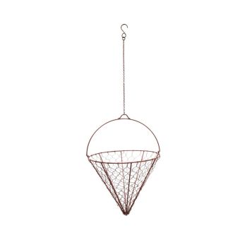 Outdoor Hanging Wired Netted Cone - Mild Steel - L40 x W40 x H40 cm - Bronze