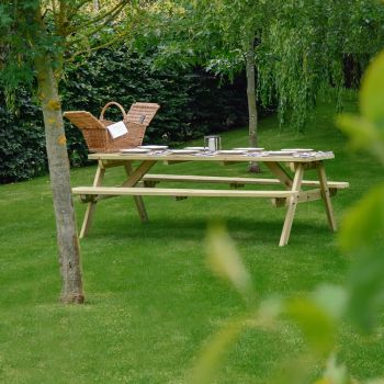 Oakham 7ft Rounded Picnic Bench - L213 x W140 x H72.5 cm - Light Green