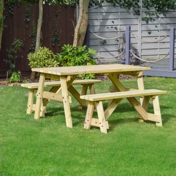 Oakham 5ft Picnic Table and Bench Set - L152 x W91 x H72 cm - Light Green