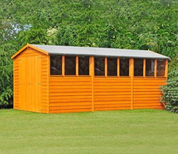 Overlap 10' x 15' Dip Treated Apex Shed Double Door with Windows