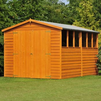 Overlap 12' x 8' Dip Treated Apex Shed Double Door with Windows