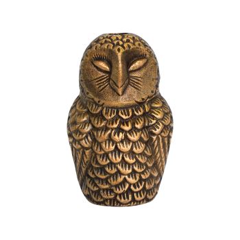 Cast Aluminium Owl Candle Holder - Aluminium - L8.5 x W7.5 x H14.5 cm - Antique Brass