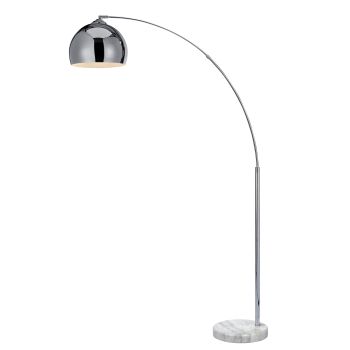  Arquer Arc Floor Lamp With Chrome Finished Shade And White Marble Base - Chrome / Chrome - 110 x 170 x 170 cm