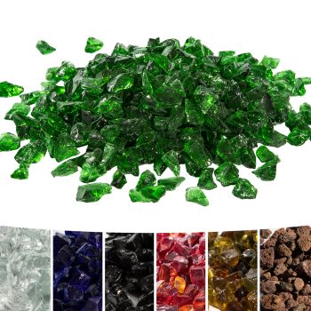  Fire Pit Glass Rocks 4 kg - Green - 30 x 8 x 8 cm