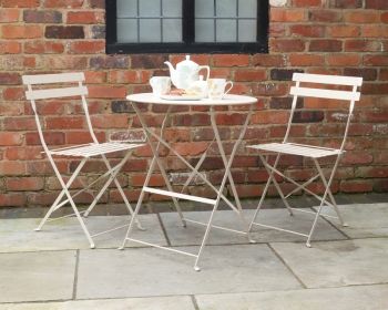 Padstow Folding Bistro Set - Steel - Champange