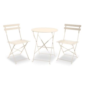 Padstow Folding Bistro Set - Steel - Champange