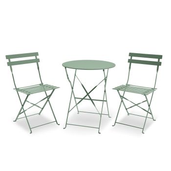 Padstow Folding Bistro Set - Steel - Olive