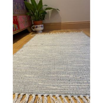 Hush Hand Loomed Soft Rug in Muted Colours - Cotton - L75 x W120 cm - Pale Grey