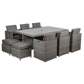 Paris 10 Seater Cube Set with Cushions - H75 x W125 x L195 cm 