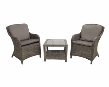 Paris 2 Seater Imperial Companion Set - Aluminium/Rattan Weave - L77 x W62 x H95 cm