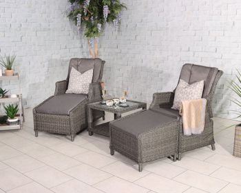 Paris 2 Seater High Back Recliner Comfort Set with Cushions - H45 x W60 x L60 cm