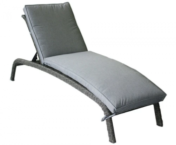 Paris Adjustable Sunlounger Manual Multi Position Backrest with Cushion - Synthetic Rattan - H40 x W60 x L200 cm - Grey